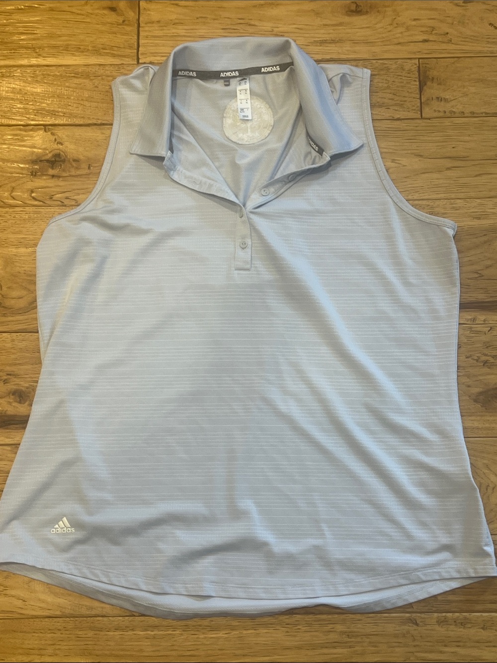 adidas Pale Blue Sleeveless Polo Top